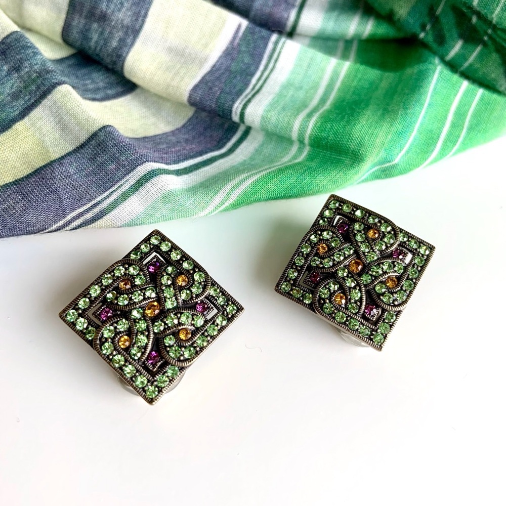 LaVintage retro sparkle clip earrings